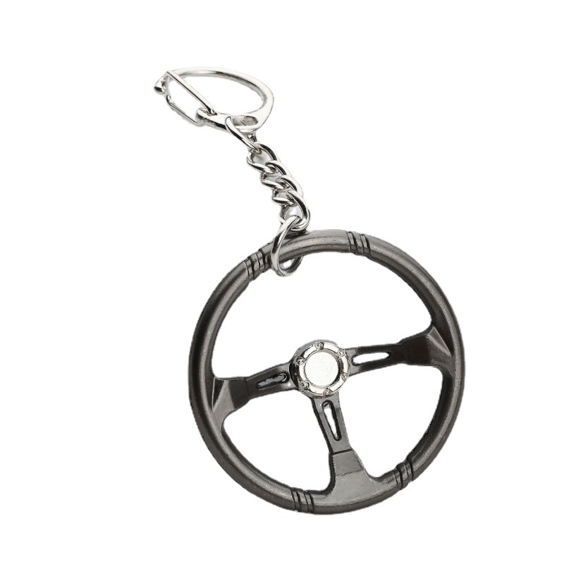 Racing Steering Wheel Keychain Cool Modification Car Key Ring Pendant Steering Wheel Model Metal Key Chain