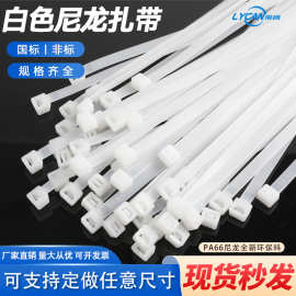 国标白色尼龙扎带高强度耐大号整理电线数据线扎带束线带100装