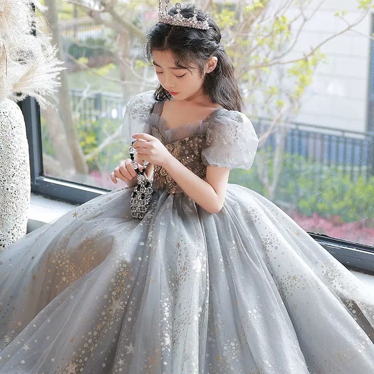 新款儿童礼服女童高级晚礼服儿童高贵超仙小学生礼服女花童蓬蓬