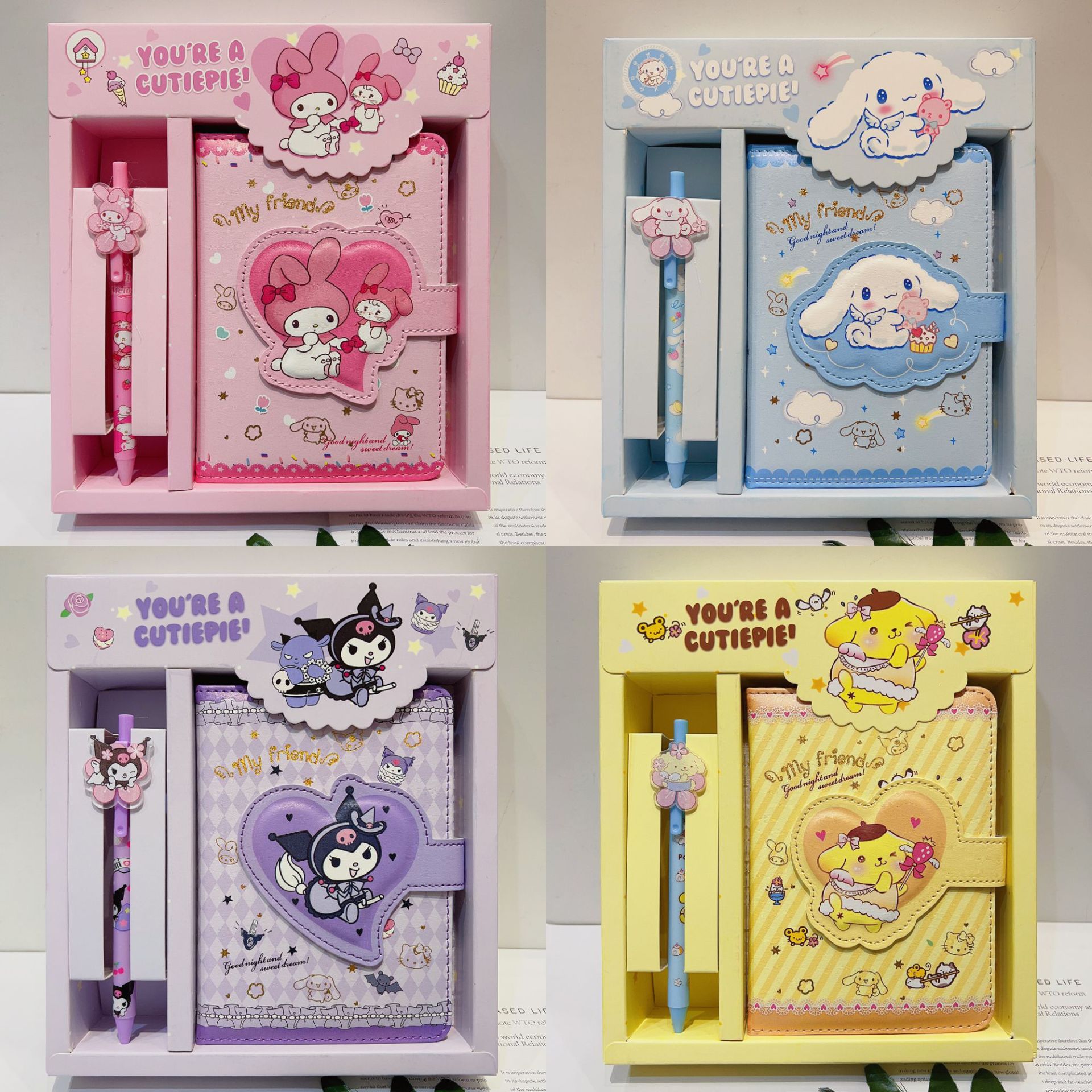 New Sanliou Journal Book Set Cute Girl Heart Cartoon Stationery Lolomei Pu Magnetic Snap Notepad Gift Box