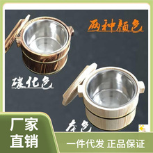 0LWH寿司桶16cm内胆保温小木桶家用送勺子盖浇饭木质18cm餐厅米饭