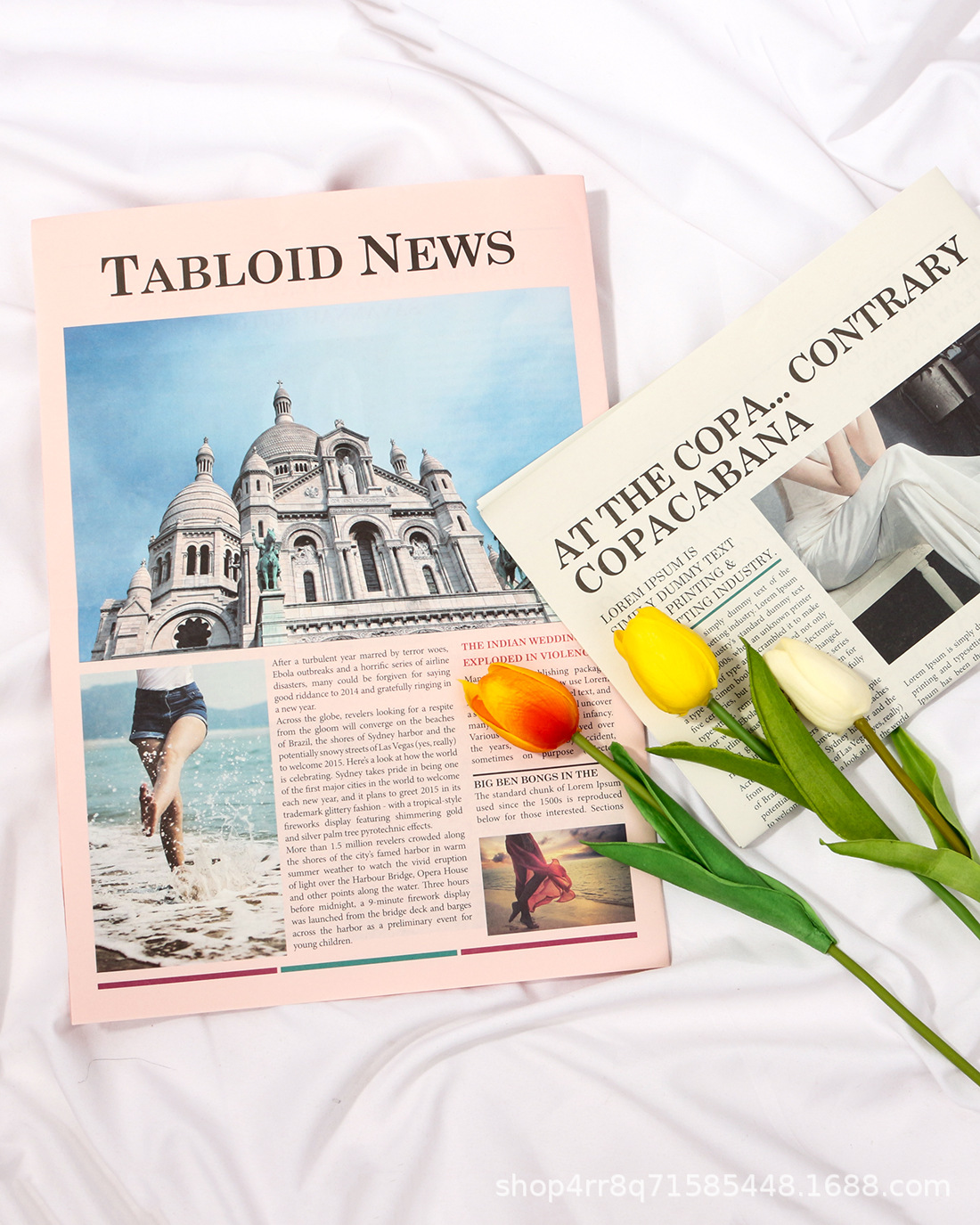 ins粉色报纸外文报纸风复古做旧英文报纸拍摄道具外国报纸拍照纸