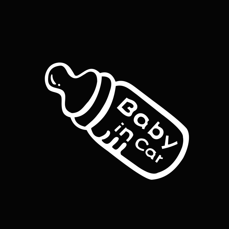 跨境专供汽车贴反光车身贴 baby in car可爱奶瓶宝宝在汽车警告贴