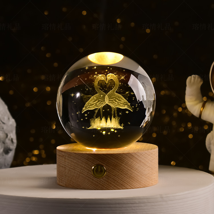 Starry Sky Astronaut Crystal Ball 3D Luminous Inner Carving Small Night Lamp