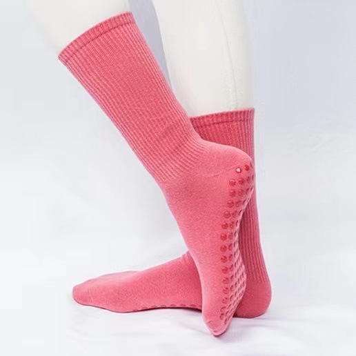Foot Sole Non-Slip Yoga Socks Pilates Sports Fitness Dance Aerobics Color Long Tube Cotton All-Matching Loose Socks