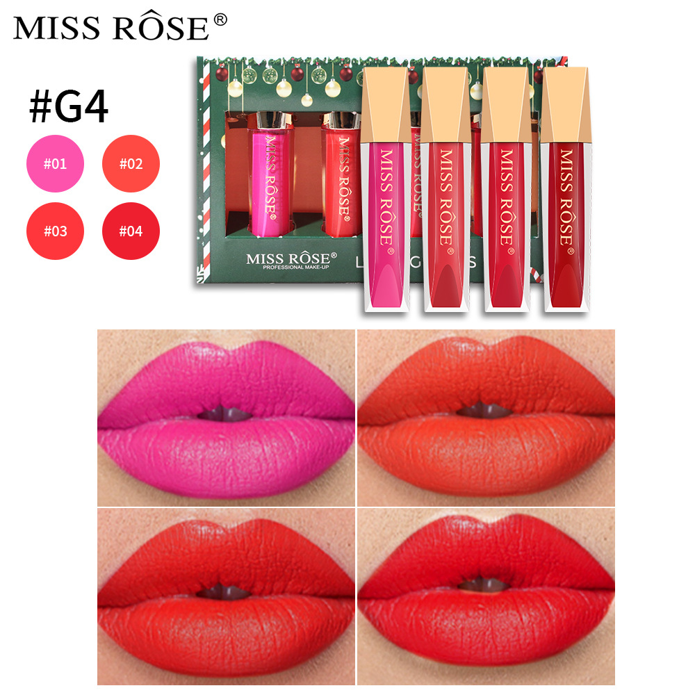 Cross-Border Christmas Makeup Velvet Lip Lacquer Sets of Boxes Matte Finish Non-Fading Longlasting Lip Gloss Lipstick Kit Wholesale