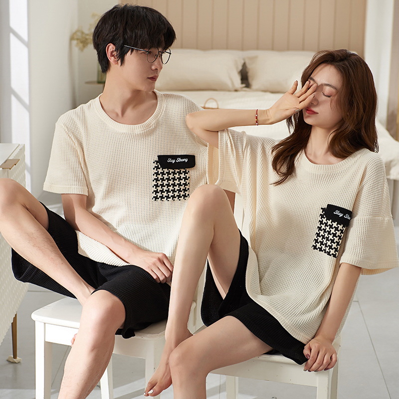 Couple Pajamas Summer Pure Cotton Short Sleeve Short Pants 2023 New Outerwear Man and Woman Cartoon Homewear Thin Suit Summer