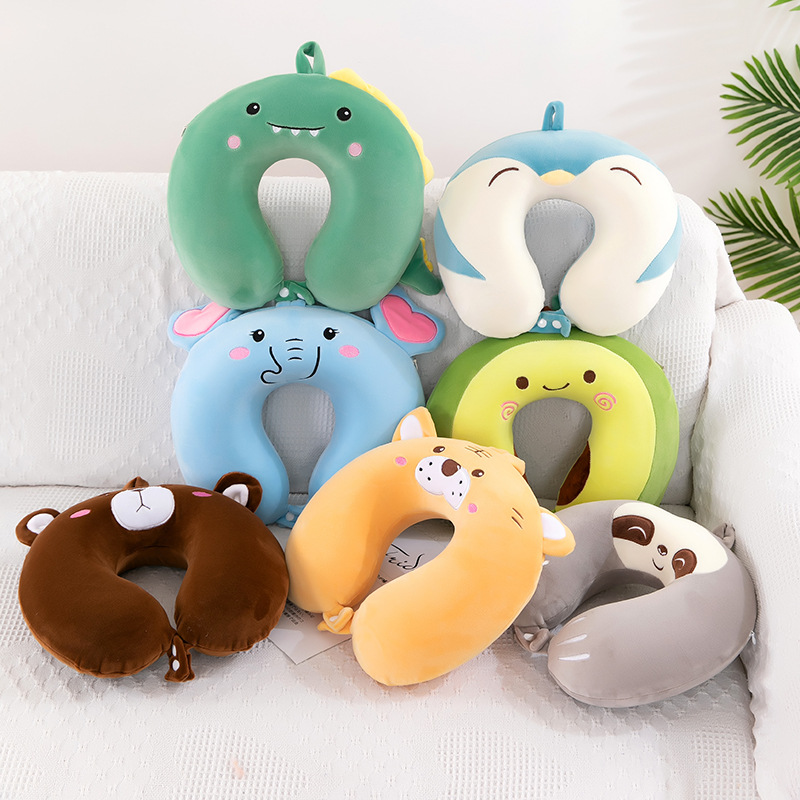 cartoon plush toy neck protection driving cervical spine nap office travel birthday gift memory foam u-shaped pillow