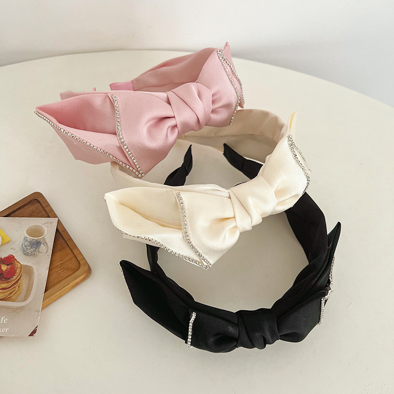 Japanese and Korean Fashion New Multilayer Bow Headband Headwear for Face Wash Hair Accessories Hair Fixer High Skull Top Rhinestone Headband F070