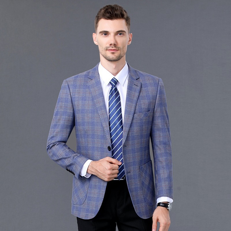 春秋中年男士外套便西装休闲西服爸爸便服中老年男羊毛单西服上衣