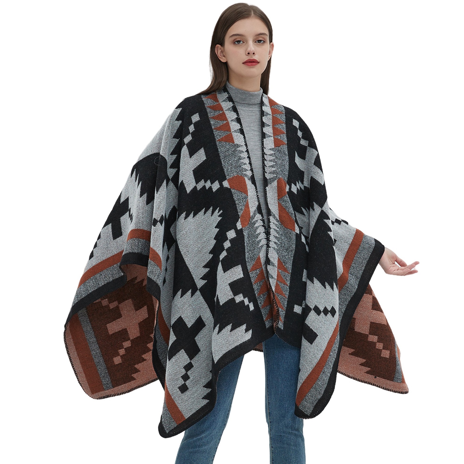 foreign trade new geometric shawl european and american autumn and winter yearning style same ethnic style travel air conditioning blanket shawl