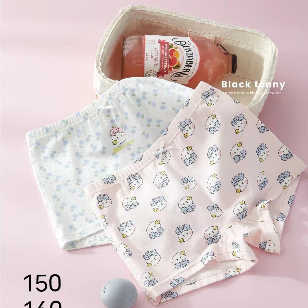 小黑托昵新款内裤 男女童平角三角裤 中大童学习裤两条装内裤