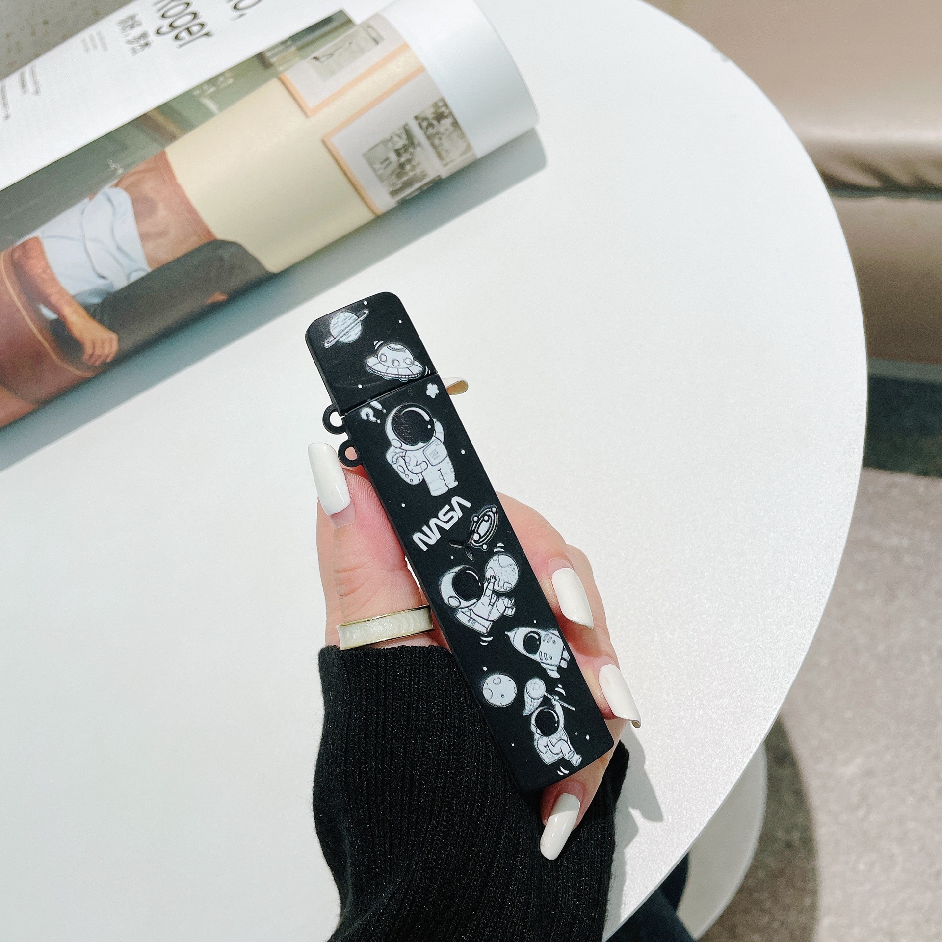 新款柚子硅胶套一二代卡通保护套电子器烟杆套挂绳挂链印花y ooz