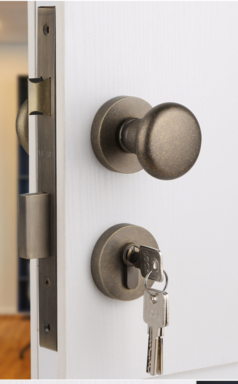 名派美式现代简约法轻奢球形分体通用室内卧室实心静音门把手门锁