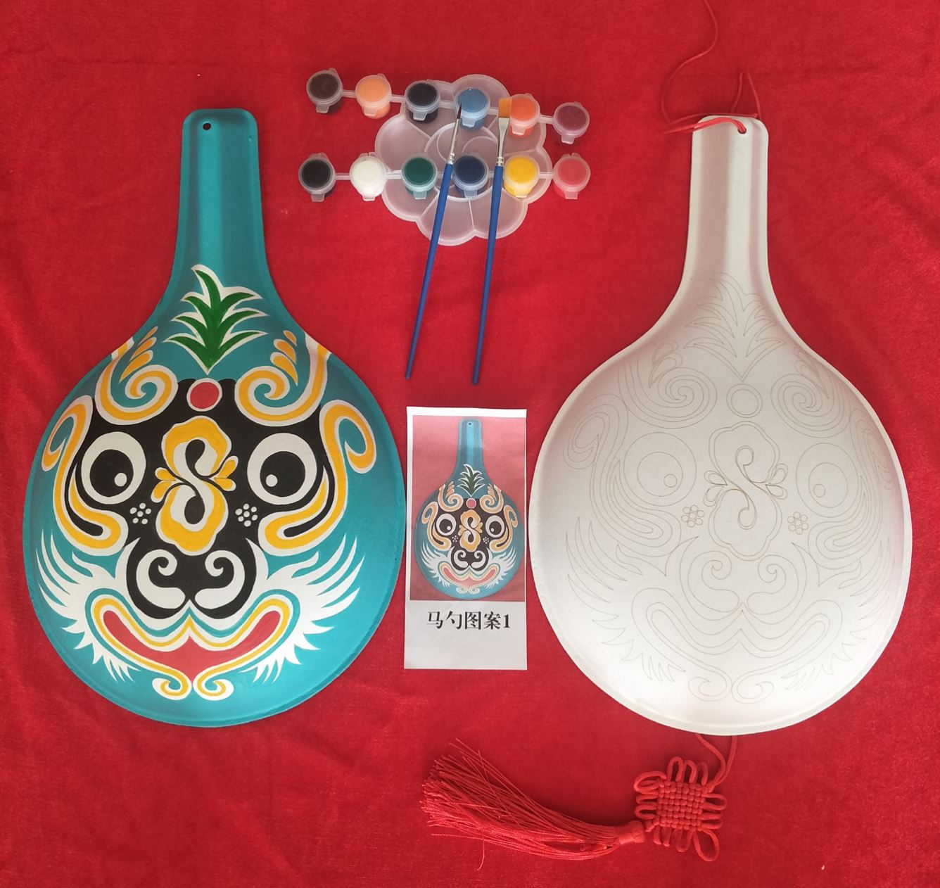 春夏2021儿童创意马勺葫芦纸浆手绘脸谱画填色白胚艺术装饰挂件