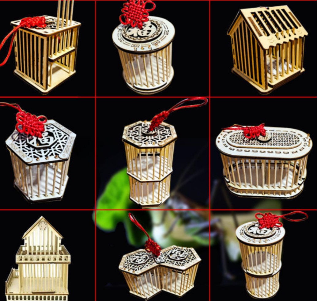 蝈蝈笼子 竹千秋蝈蝈笼子竹制蝈蝈活排双格叫罐竹编笼子小型