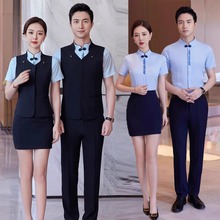 高端新中式马甲衬衫套装工作服夏季五星酒店餐饮前台服务员职业装