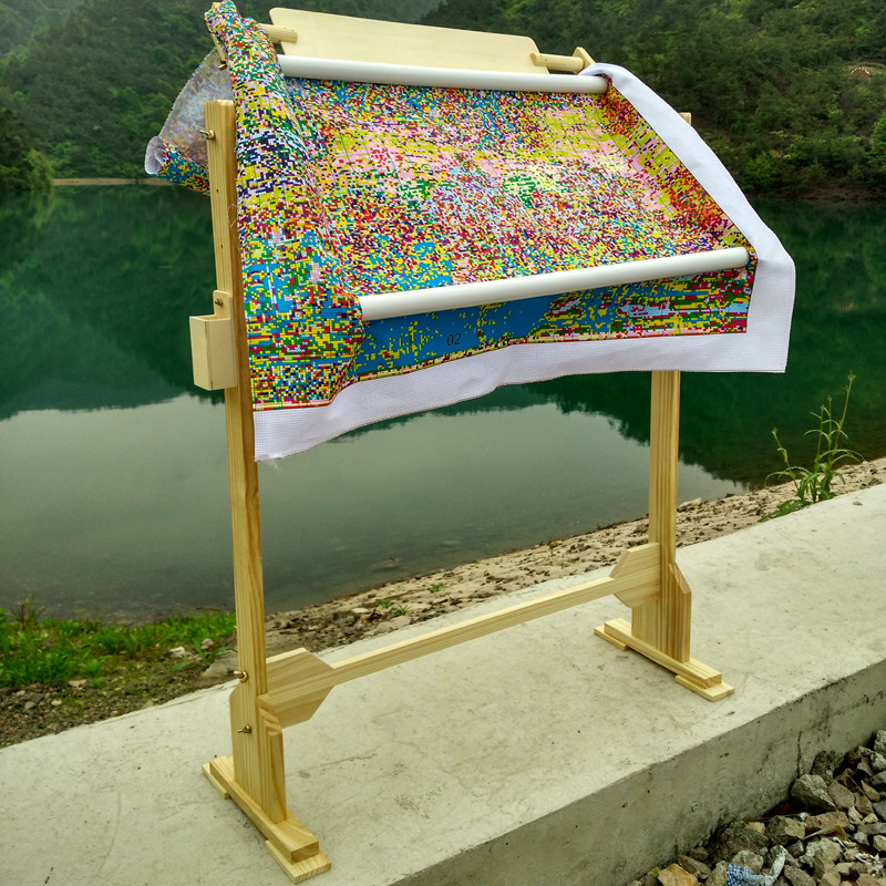 中号十字绣架子可调家用绣架实木绣花架子可调绣框十字绣工具绣架