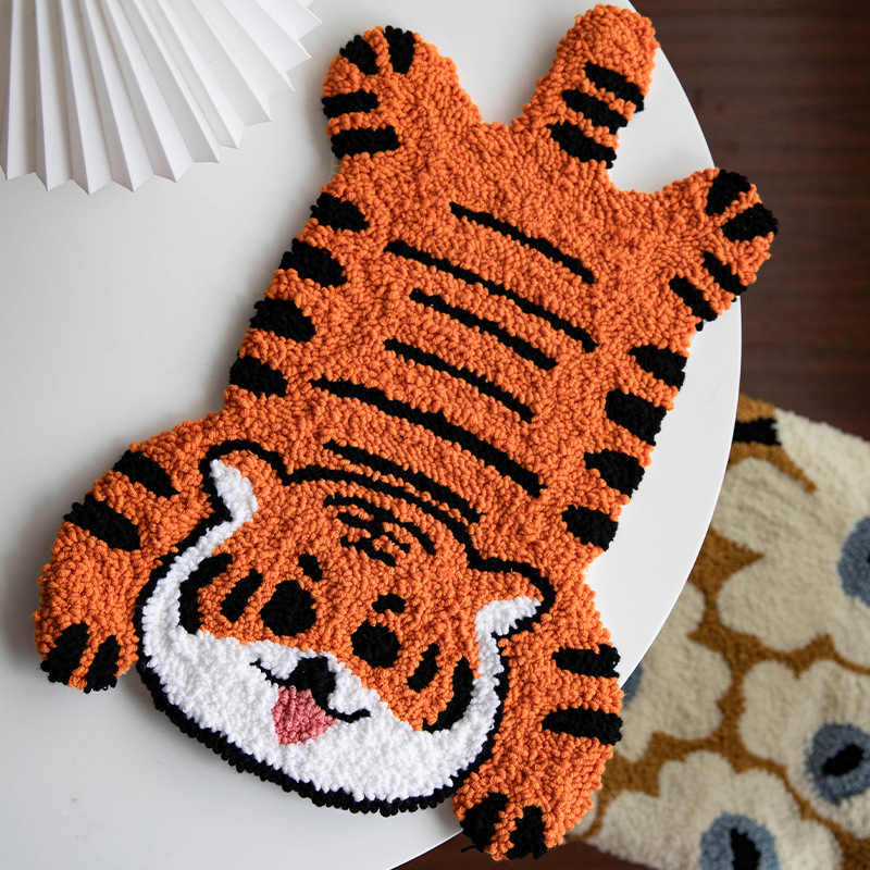 手工diy戳戳绣毛线材料包新手零基础礼物老虎地毯地垫戳戳乐