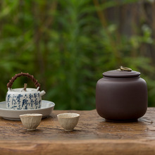 紫砂茶叶罐大号一斤装存储罐普洱茶罐陶瓷密封罐散装茶缸通用家用