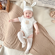 新生儿夏季超薄纯棉兔宝宝包屁衣婴儿护肚短袖三角哈衣竹节棉ins