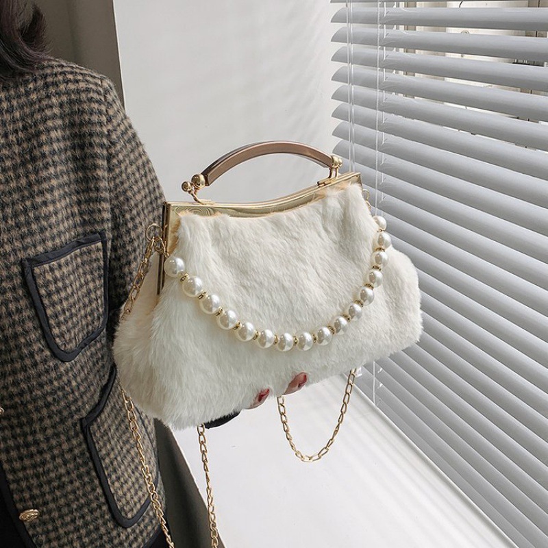 Plush Pearl Women's Bag 2022 Autumn Versatile Personality Women's Cross-Border Shoulder Chain Handbags Women's Bag