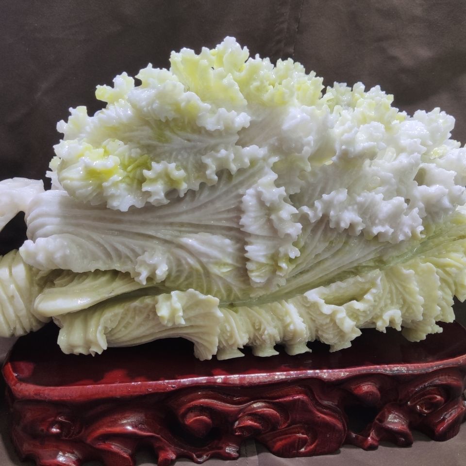 玉石玉白菜摆件蓝田玉雕刻客厅办公室摆件乔迁业礼品装饰品