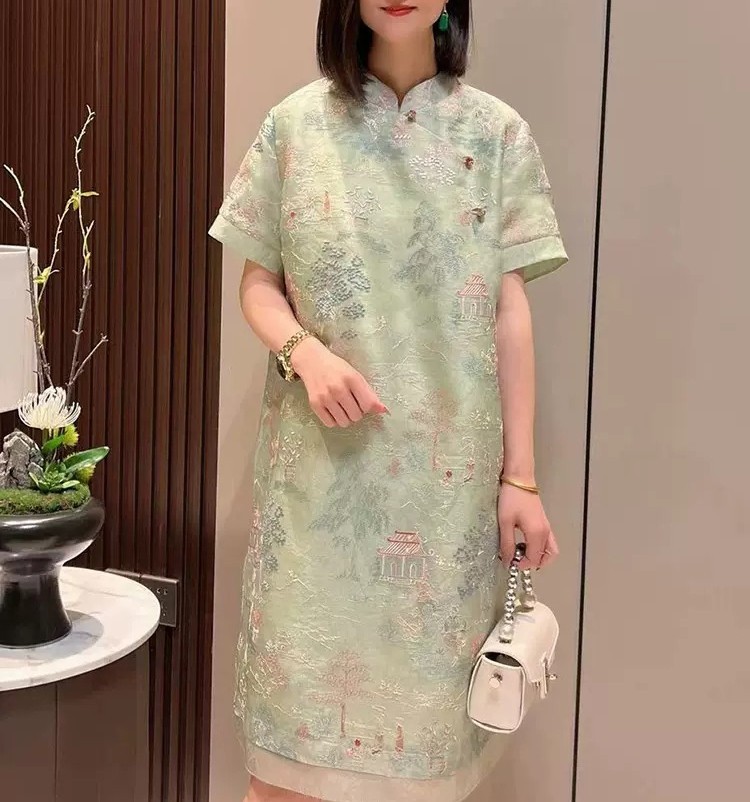 新中式国风复古连衣裙女夏季2023年新款年轻妈妈气质改良旗袍裙子