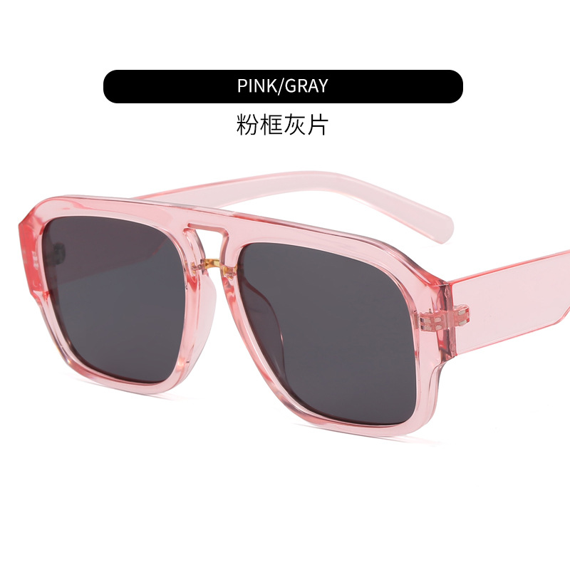 New Double Beam Metal Sunglasses Cross-Border Fashion Sun-Proof Sunglasses European and American Sun Protection Driving All-Match Sunglasses