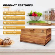 木质翻盖面包箱大容量储存设计带防滑垫保鲜持久相思木台面面包盒