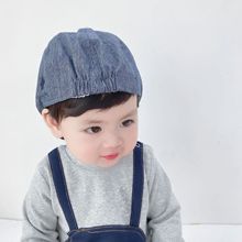 韩版新款儿童帽子6片水洗牛仔布鸭舌帽三色短檐贝雷帽男童帽秋季