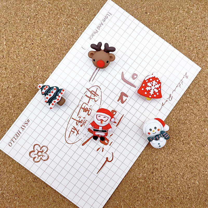 Creative Ins Cute Cartoon Santa Claus Cork Nail Decoration Photo Wall Nails Message Board Nail Elk Pushpin