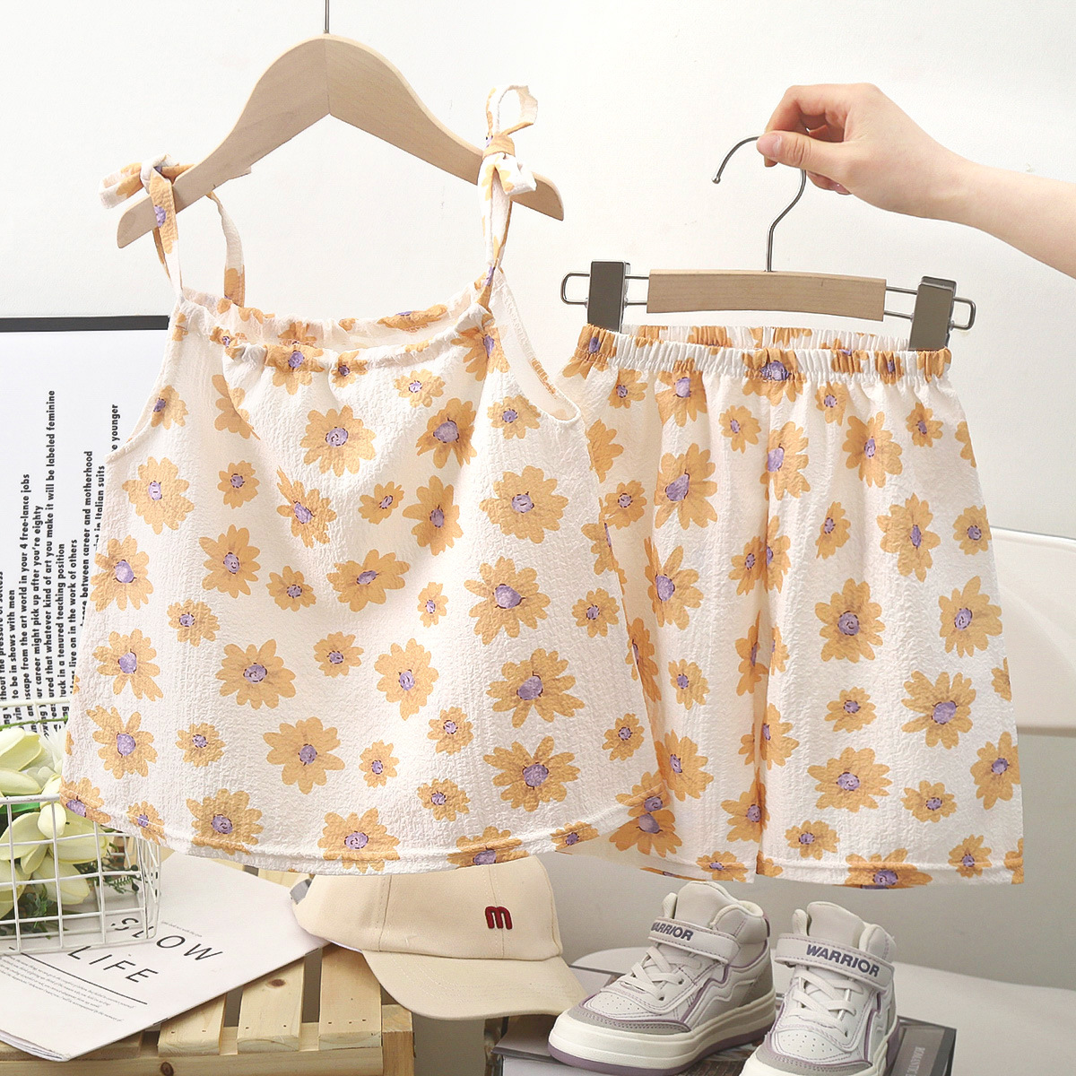 Girls' Children Shirt Suit New Girls' Summer Sling Baby Vest Skirt Korean Style Skirt Floral Children's Clothing Children's Clothing