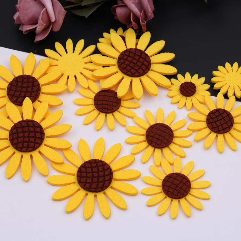 diy无纺不织布向日葵太阳花布贴发夹发圈手工材料胸针饰品配件