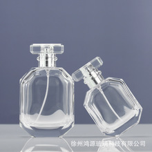 批发现货玻璃香水瓶100ml 50ml卡口补水喷雾瓶透明水晶料多边形瓶