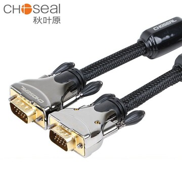 秋叶原vga(3 9)高清视频线 电脑显示器投影仪双磁环屏蔽数据线