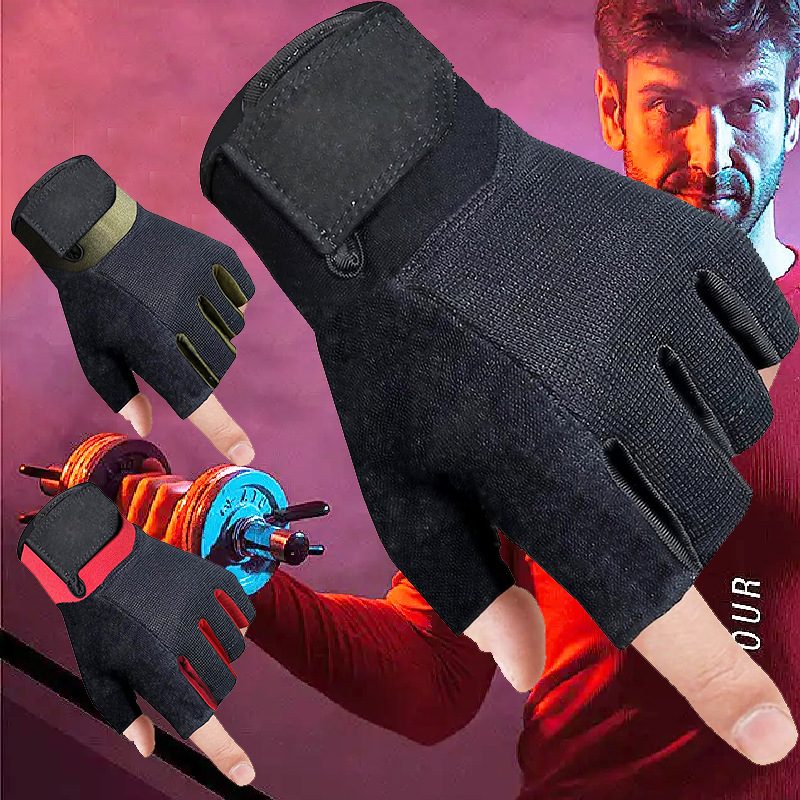 健身手套运动半指哑铃器械防滑透气训练举重护手掌男女士加长护腕