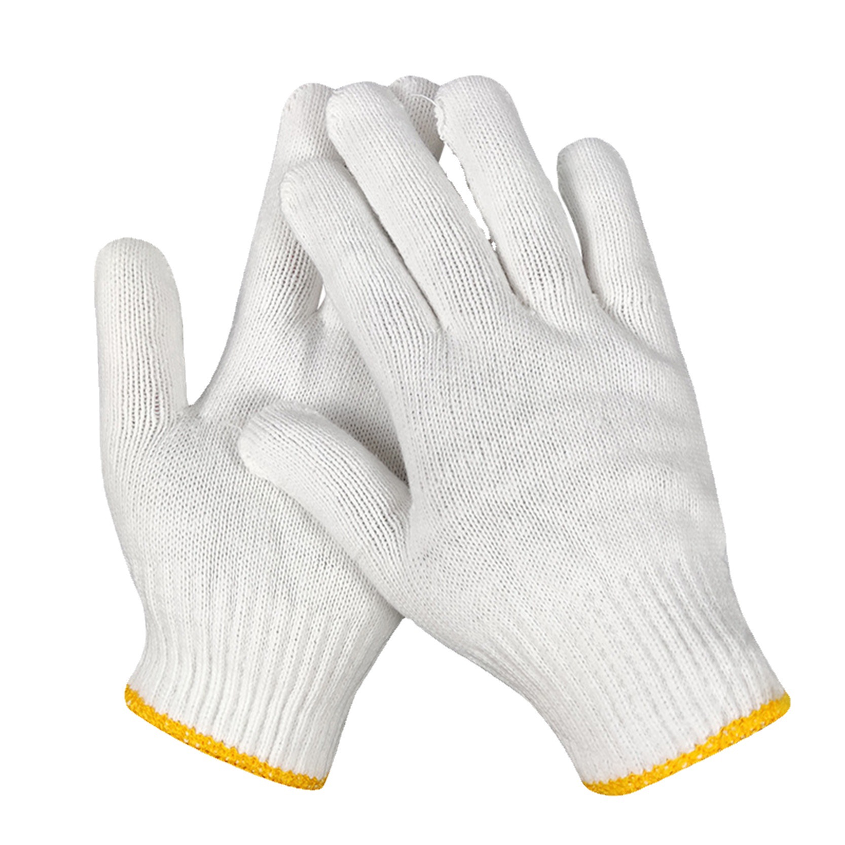 【厂家批发】漂白防滑耐磨棉纱手套 工作防护用白色棉线劳保手套