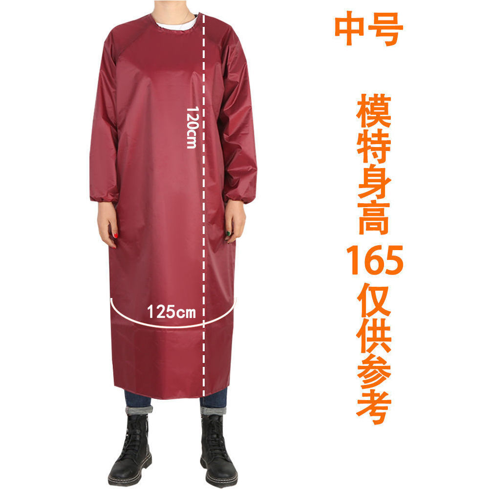 防油防水围裙长袖工作加大洗车打磨屠宰食品防护反穿罩衣大人