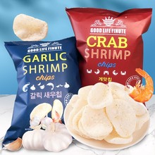 T韩国 趣莱福蒜味蟹味大虾片82g网红薯片办公室休闲膨化零食