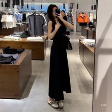 赫本风黑色背带连衣裙子女夏季2024新款茶歇法式气质显瘦吊带长裙