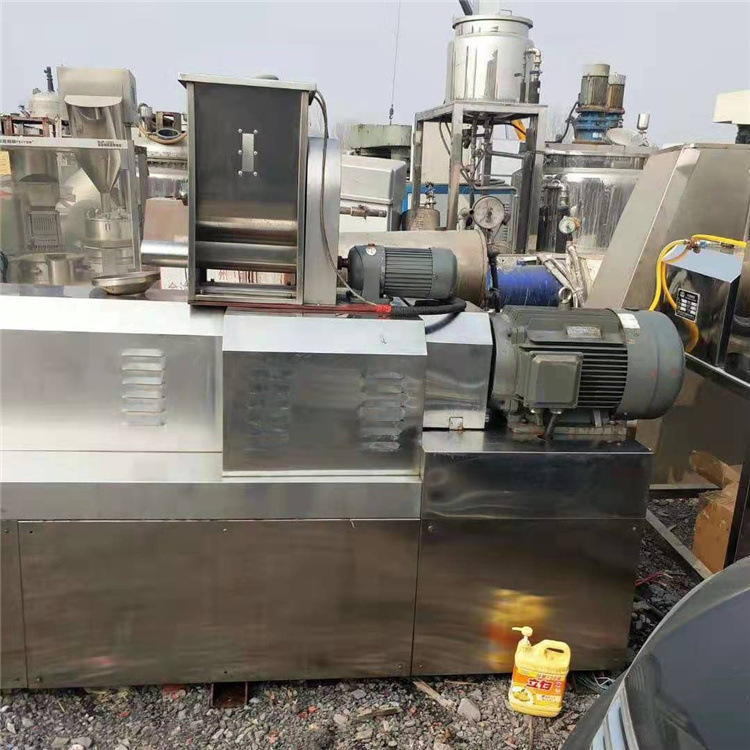 二手双螺杆膨化机双螺杆狗粮膨化机宠物粮加工生产线回收二手设备