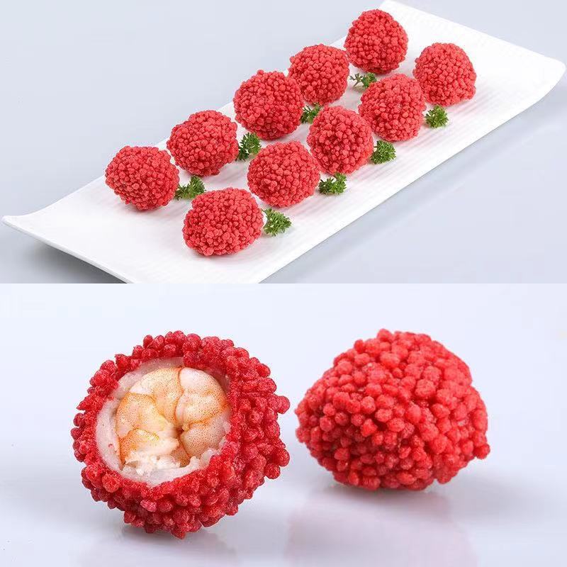 荔枝虾球250g*20 红脆花粒妃子笑油炸小吃酒店特色半成品冷冻食材