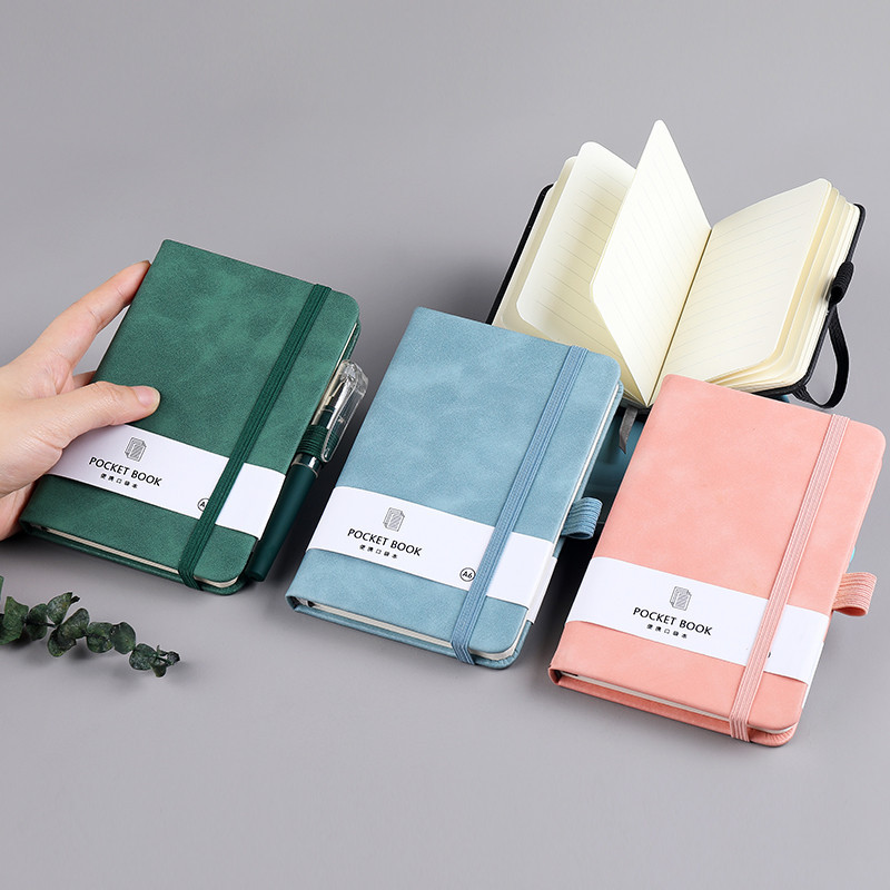 A7 Color Notebook Student Stationery Elastic Band Journal Book Simple Ins Skin Feeling Leather Diary Book Logo