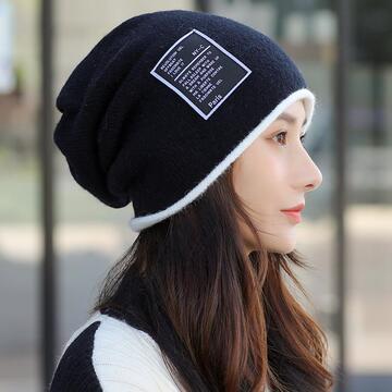 帽子女士秋冬季韩版潮百搭套头帽加厚时尚针织帽保暖毛线堆堆帽子