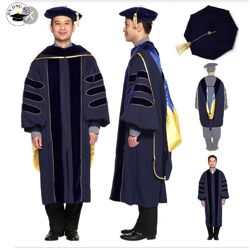 定制欧美大学学位服美国校服毕业礼服整套男女披肩绶带学士服批发