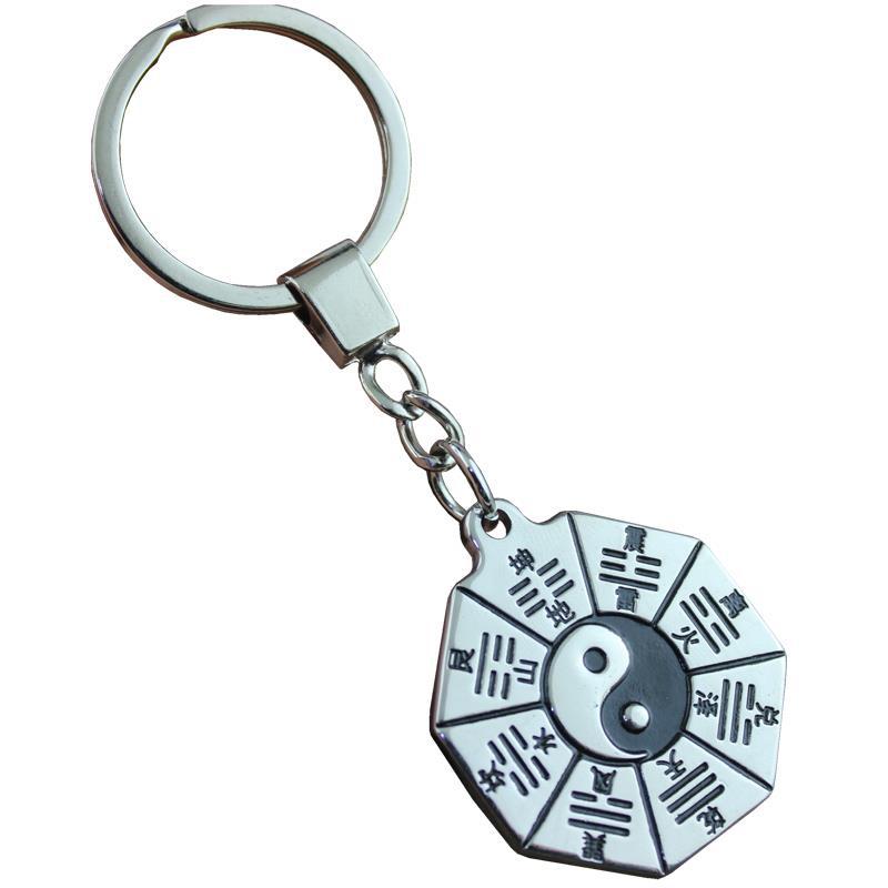招财转运中国风复古黄铜八卦钥匙挂件辟邪个性男士汽车钥匙扣挂饰