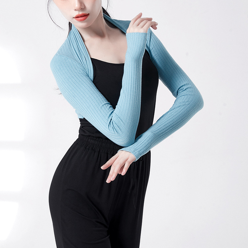 舞蹈毛衣女秋冬长袖舞蹈服成人保暖外套外搭披肩芭蕾舞练功服上衣