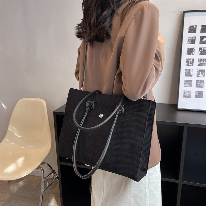 Korean New Corduroy Cross-Body Bag Large Capacity Portable Shoulder Bag Tote Bag Casual Briefcase Factory Direct Sales