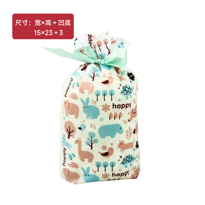 Cross-Border Plastic Gift Bag Ribbon Drawstring Bag Small Jewelry Packaging Drawstring Bag Candy Biscuit Food Packing Bag